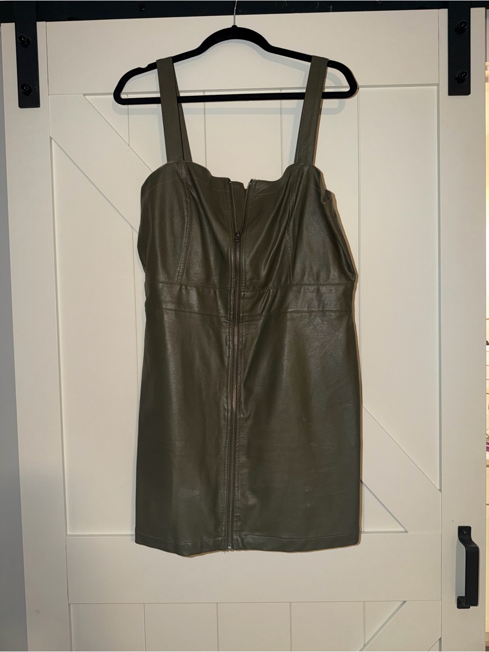 wild fable Olive Faux Leather Zip-Front Mini Dress